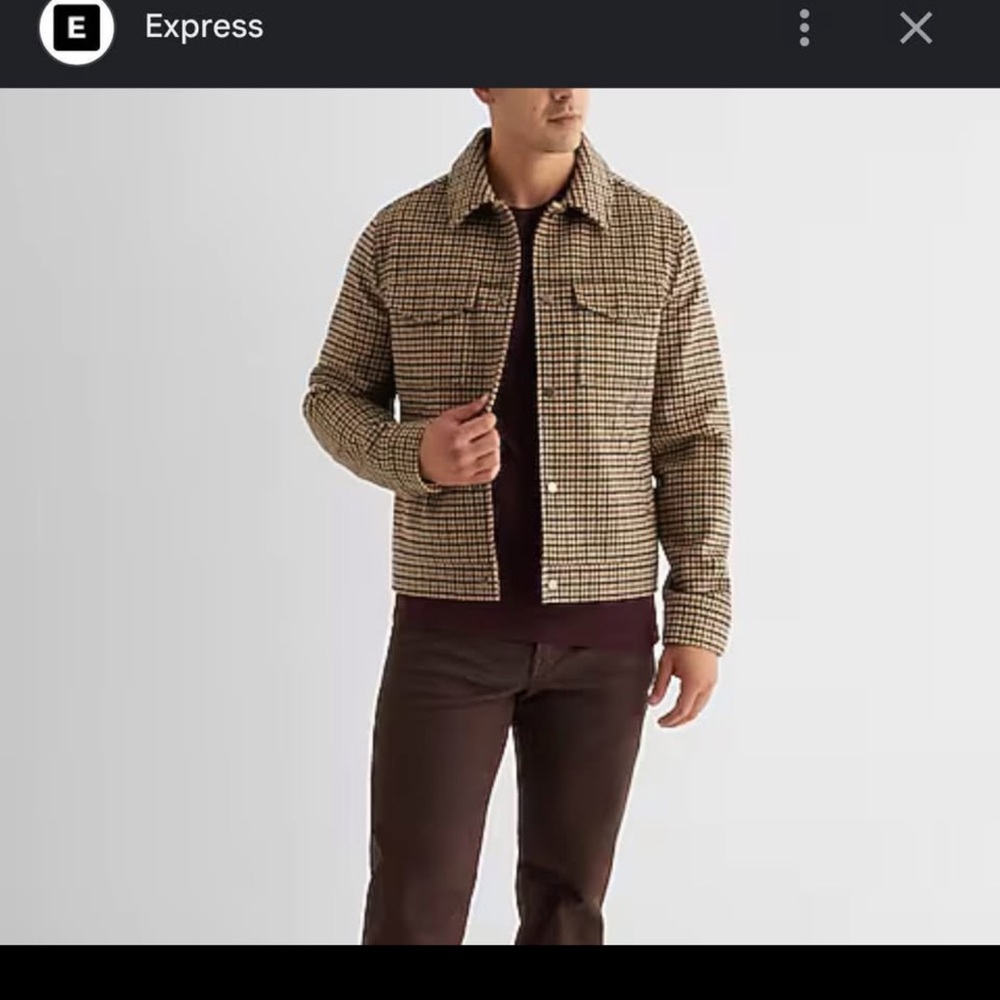 Express Men's Beige Plaid Shirt Jacket NWOT